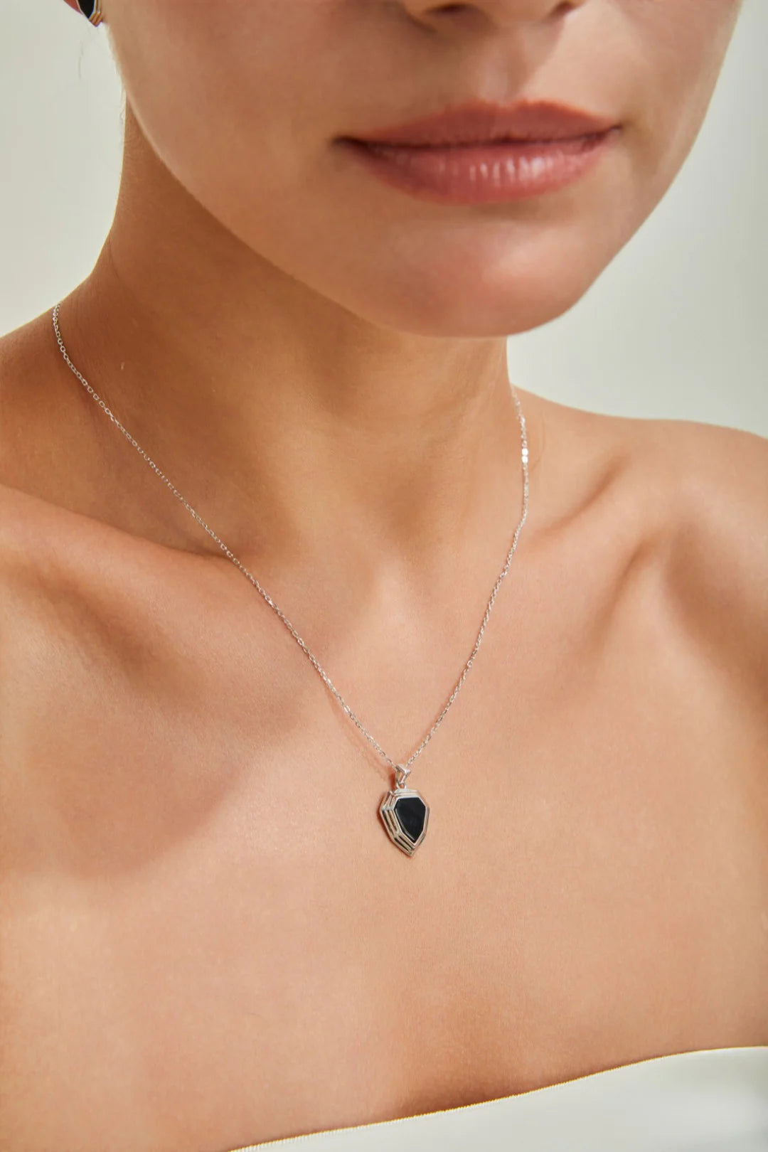 Black Onyx Shield Necklace