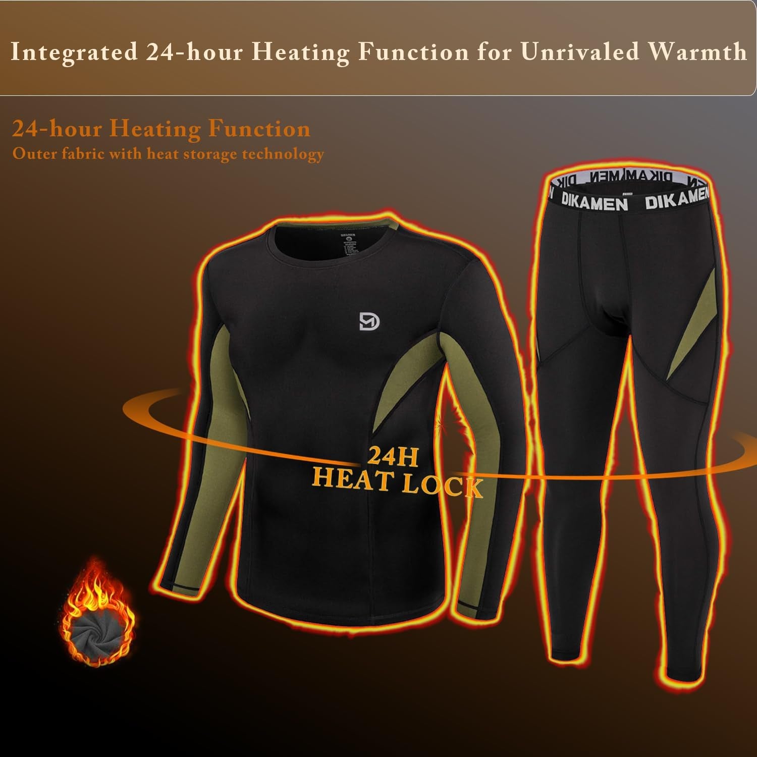 Men'S Thermal Underwear Fleece Lined Performance Fleece Tactical Sports Shapewear Thermal Set