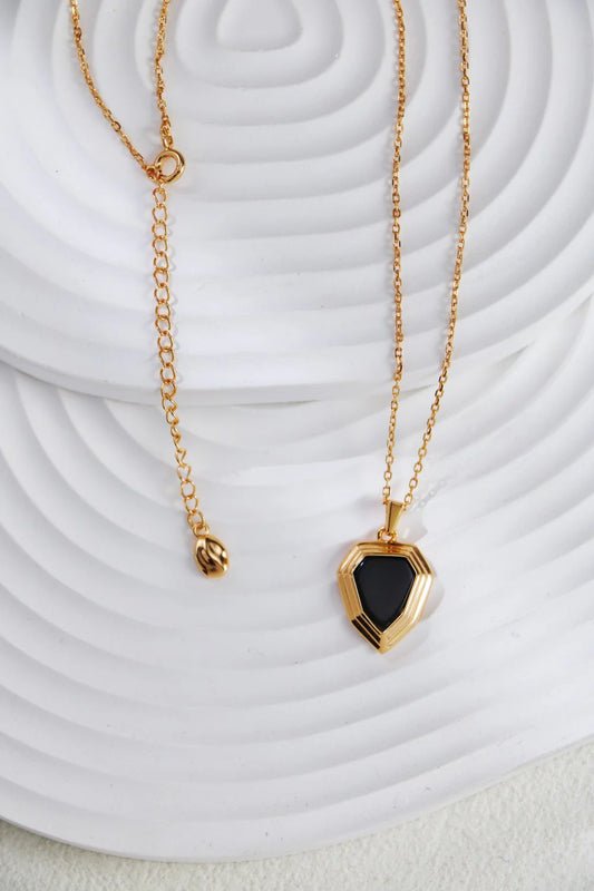 Black Onyx Shield Necklace