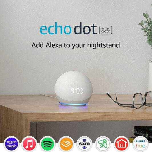 Echo Dot (4th Generation) Smart Speaker with Clock and Alexa - Glacier White