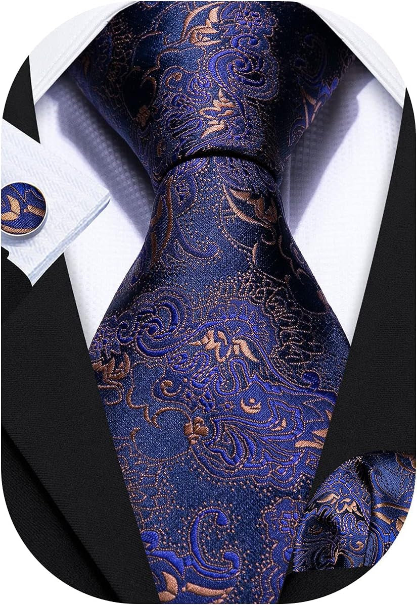 Classic Elegant Floral Men Ties Paisley Formal Woven Silk Necktie Set Pocket Suqare Cufflinks